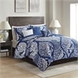 Madison Park Vienna 6-Piece Printed Cotton Quilt Set with Throw Pillows - Indigo