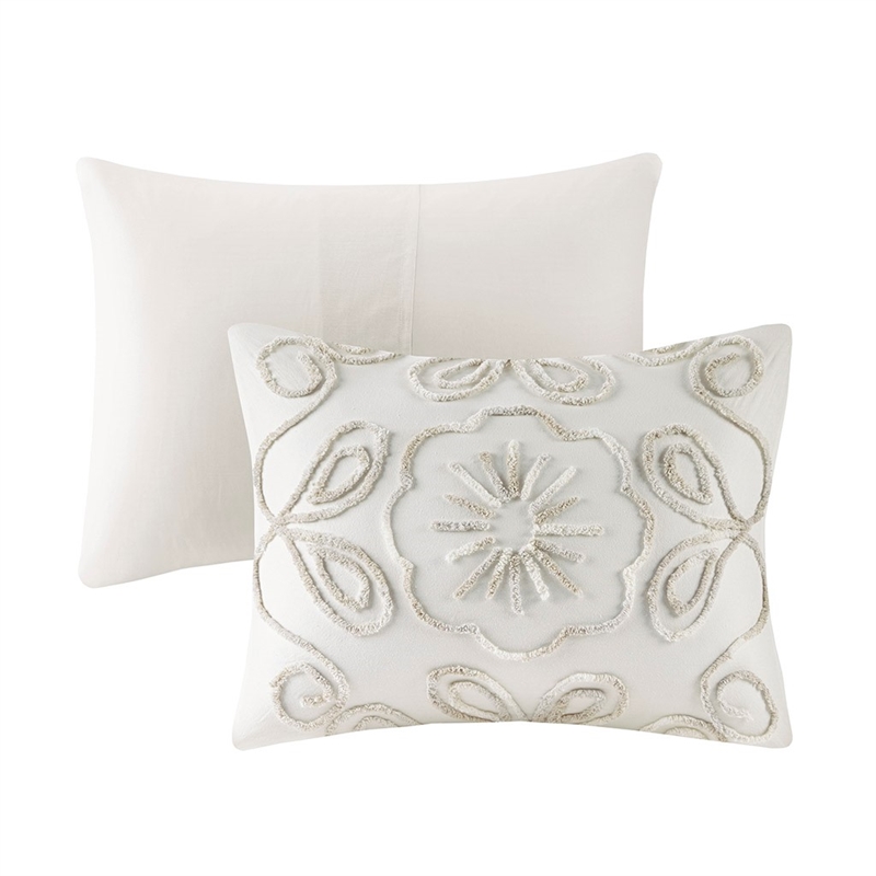 Madison Park Violette 3-Piece Tufted Cotton Chenille Coverlet Set in Ivory/Taupe
