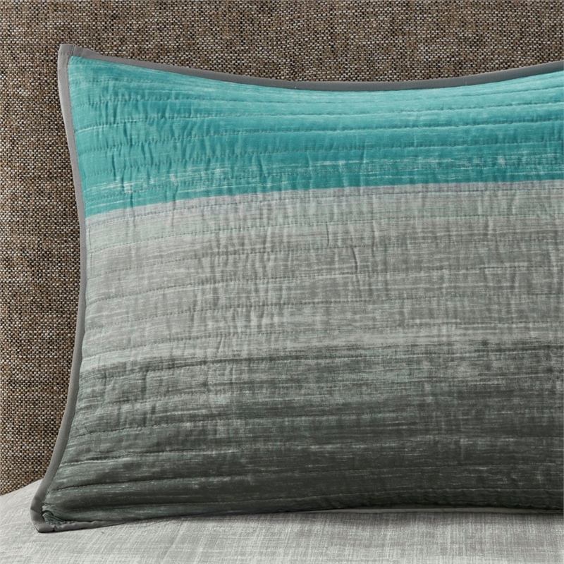 Madison Park Essentials Saben 8-Piece Quilt Set with Cotton Bed Sheets - Aqua