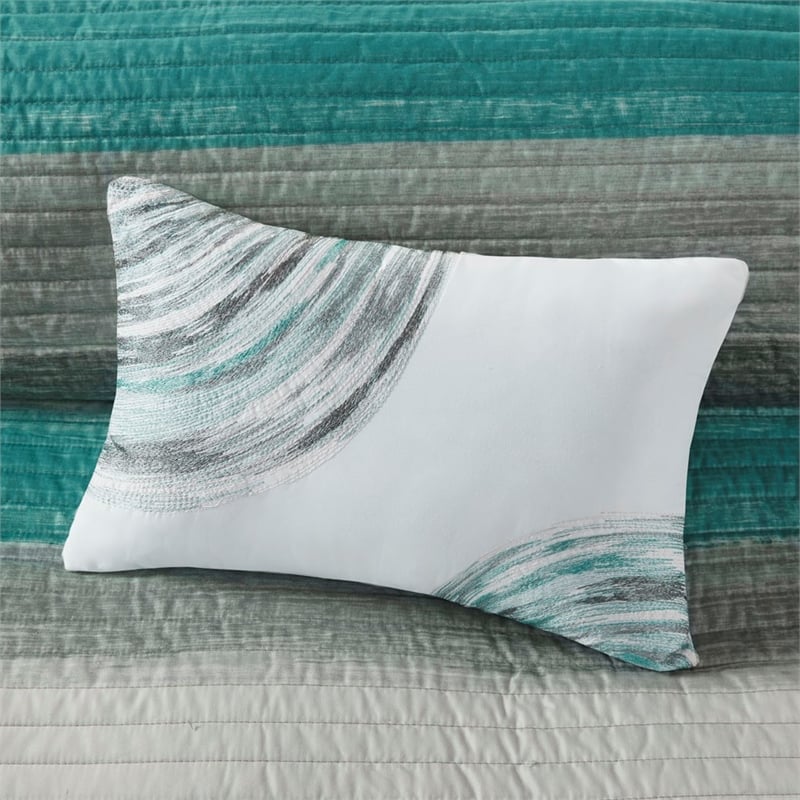 Madison Park Essentials Saben 8-Piece Quilt Set w/ Cotton Bed Sheets in Aqua