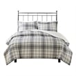Woolrich Bernston Faux Wool to Faux Fur Comforter Set in Gray Plaid