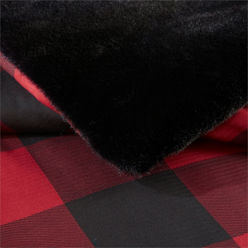 Woolrich Bernston Faux Wool to Faux Fur Comforter Set in Red Buffalo Check