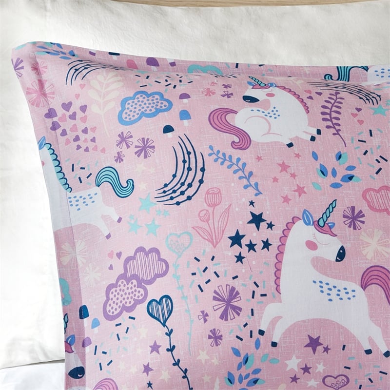 Urban Habitat Lola Unicorn Contemporary Cotton Duvet Cover Set in Pink