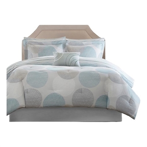 Madison Park Essentials Knowles 9-Piece Cotton Comforter and Sheet Set - Aqua