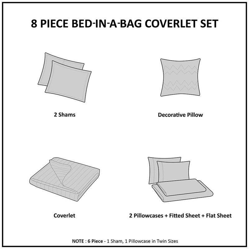 Madison Park Essentials Saben 8-Piece Quilt Set w/ Cotton Bed Sheets - Aqua