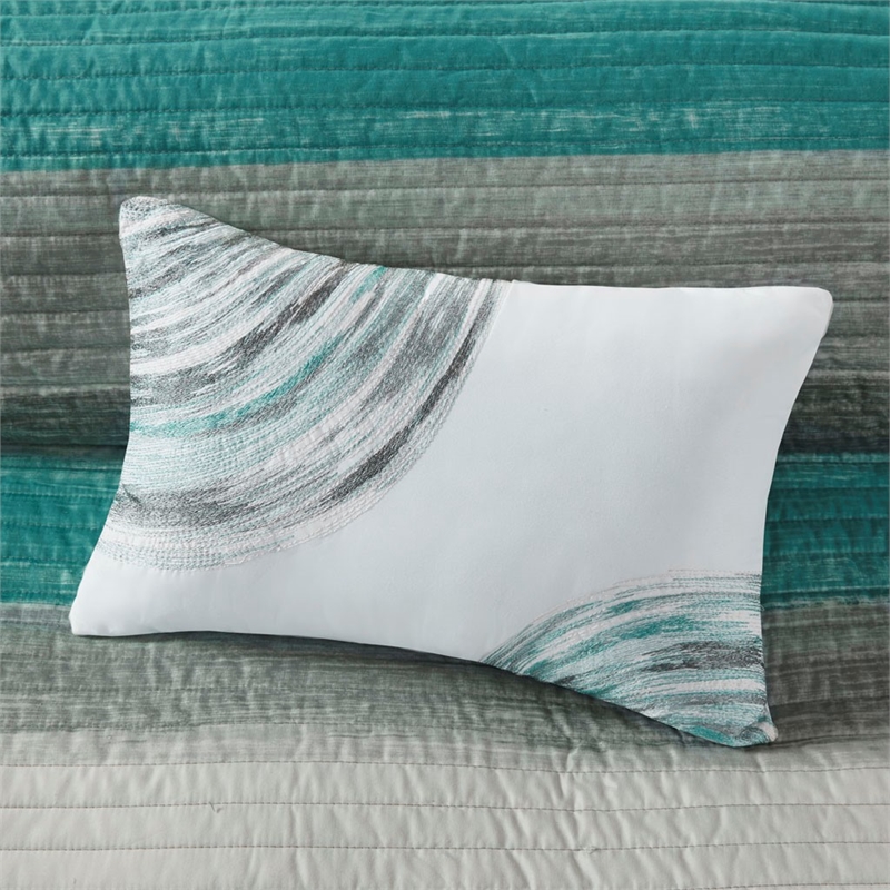 Madison Park Essentials Saben 8-Piece Quilt Set w/ Cotton Bed Sheets - Aqua