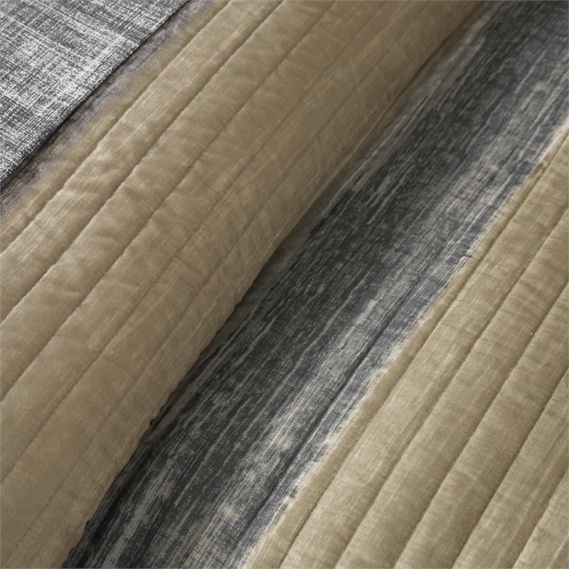 Madison Park Essentials Saben 8-Piece Quilt Set w/ Cotton Bed Sheets - Taupe