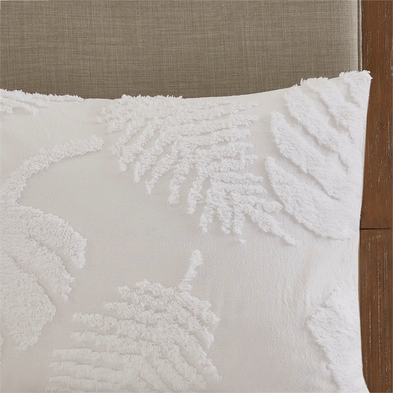 Madison Park Bahari 3-Piece Cotton Chenille Palm Duvet Cover Set in Off White
