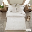 Madison Park Bahari 3-Piece Cotton Chenille Palm Duvet Cover Set in Off White