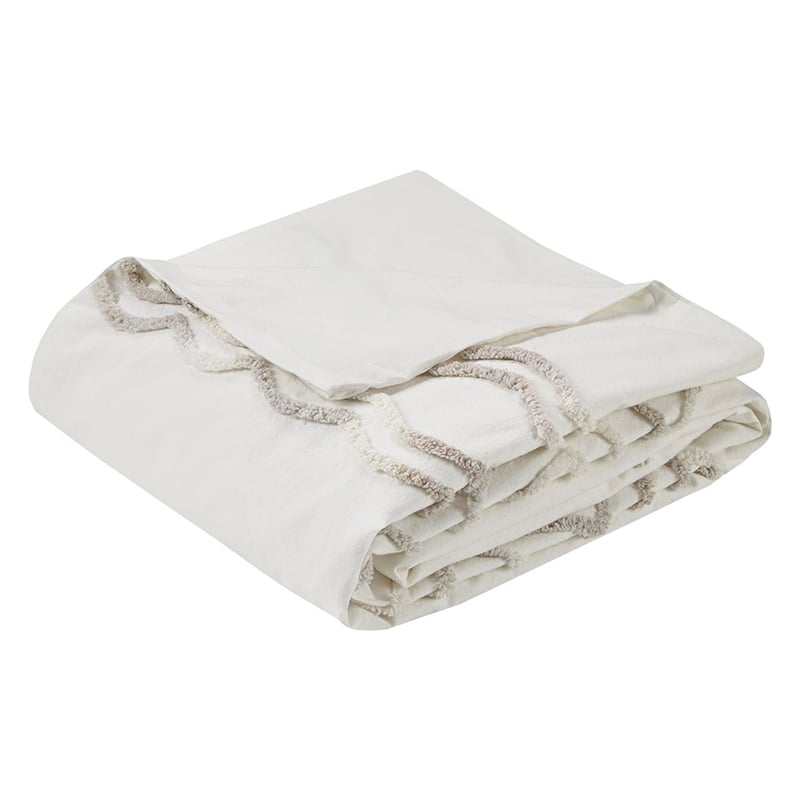 Madison Park Violette 3-Piece Cotton Chenille Duvet Cover Set in Ivory/Taupe