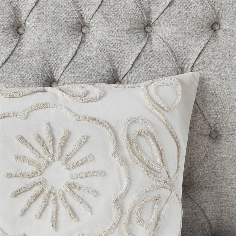 Madison Park Violette 3-Piece Cotton Chenille Duvet Cover Set in Ivory/Taupe