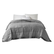 Madison Park Cambria Fabric Down Alternative Blanket with Satin Trim - Charcoal