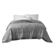 Madison Park Cambria Fabric Down Alternative Blanket with Satin Trim in Charcoal
