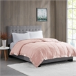 Madison Park Windom Fabric Down Alternative Blanket with Satin Trim in Blush
