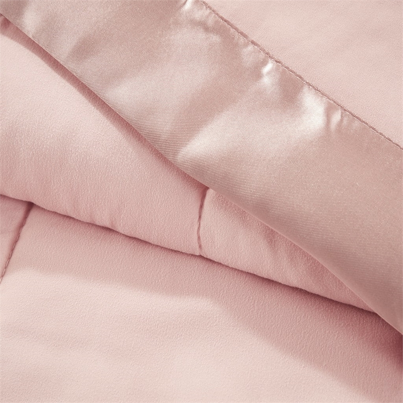 Madison Park Windom Fabric Down Alternative Blanket with Satin Trim in Blush