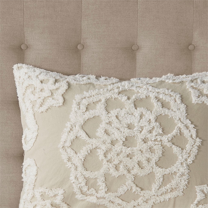 Madison Park Laetitia Cotton Medallion Fringe Coverlet Mini Set in Taupe