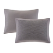 Natori Hanae Cotton Blend Yarn Dyed 3 Piece Comforter Set in Grey King/Cal King