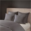 Natori Hanae Cotton Blend Yarn Dyed 3 Piece Comforter Set in Grey King/Cal King