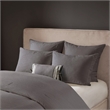 Natori Hanae Cotton Blend Yarn Dyed 3 Piece Comforter Set in Grey King/Cal King