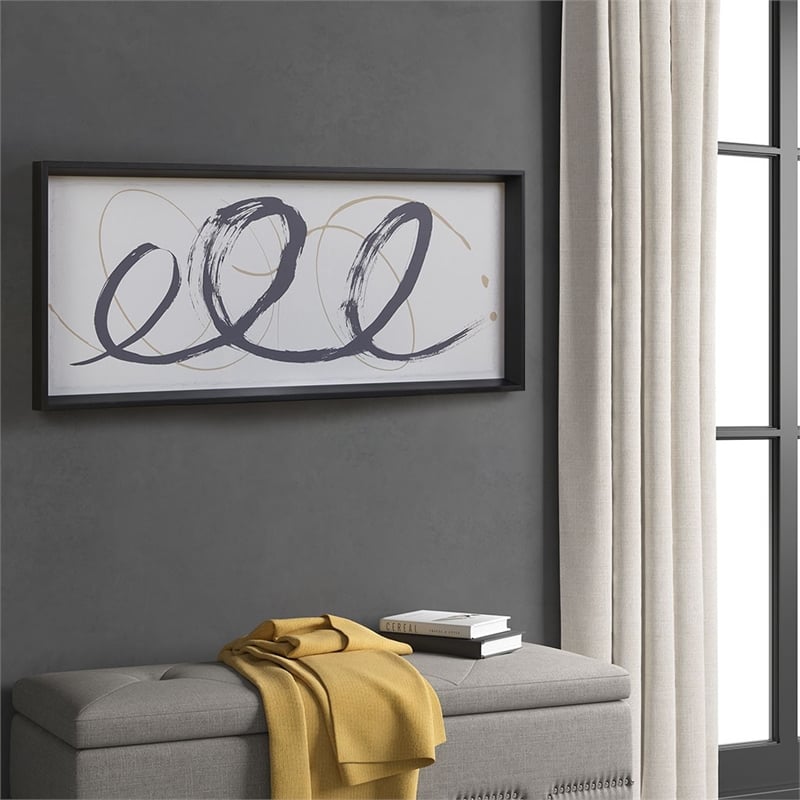 Madison Park Abstract Ambit Contrast Black Framed Graphic Wall Art in Black