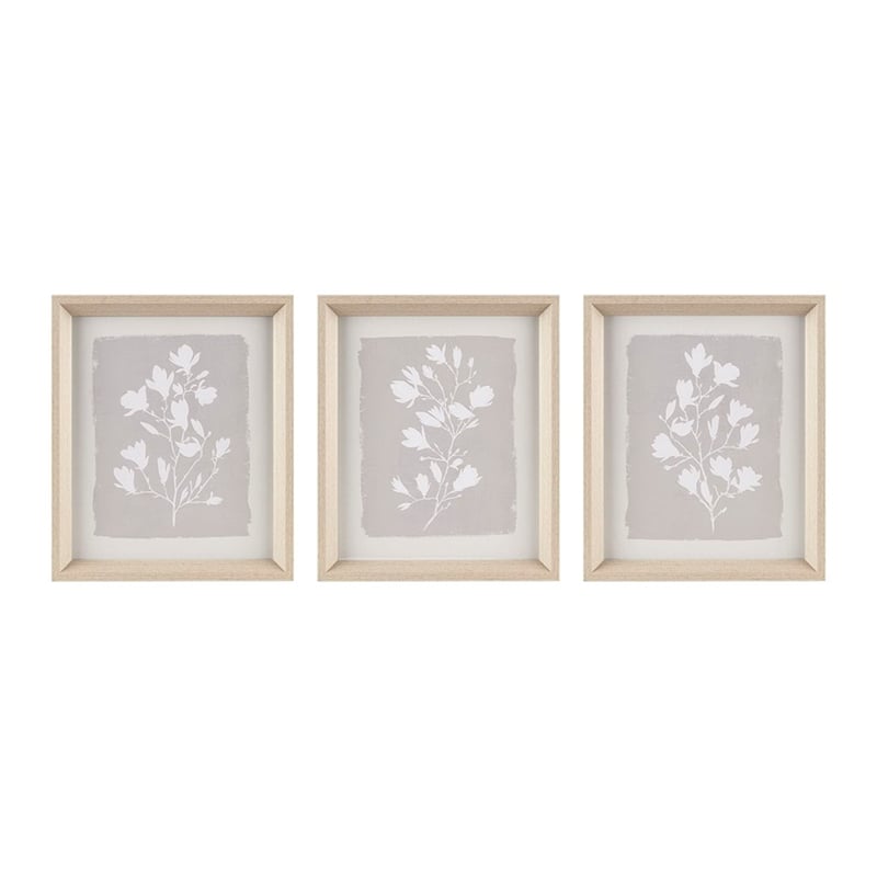 Madison Park Fair Florets Printed Framed Graphic 3 Piece Set in Beige
