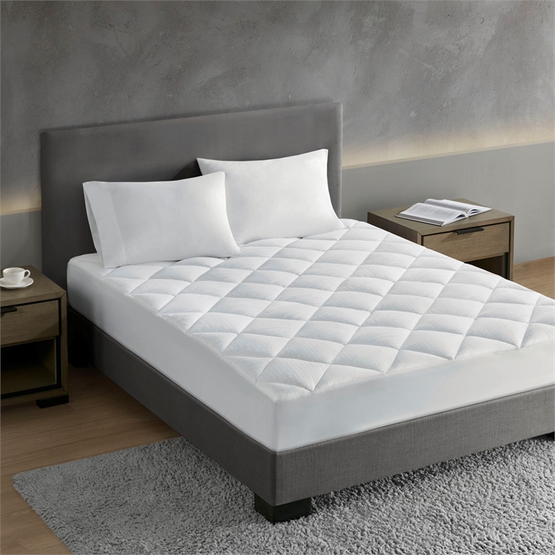 Croscill Signature Dobby Cotton Waterproof Mattress Pad in White Cal King