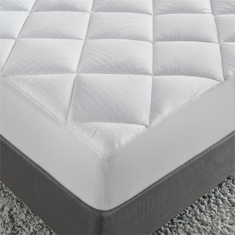 Croscill Signature Dobby Cotton Waterproof Mattress Pad in White Cal King