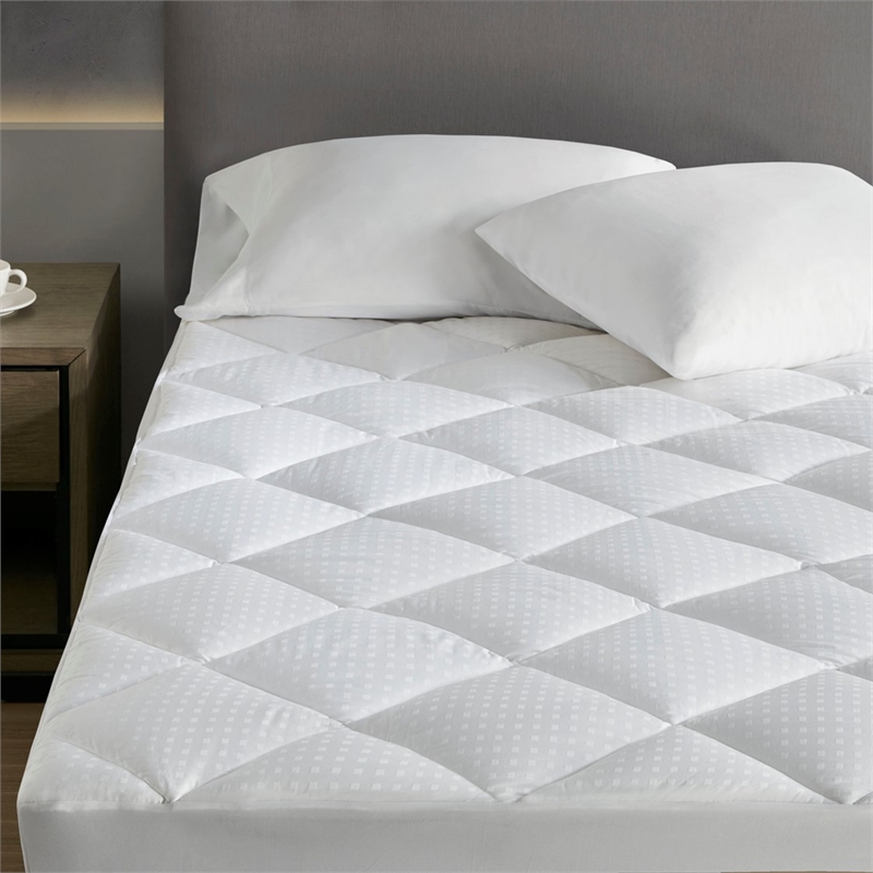 Croscill Signature Dobby Cotton Waterproof Mattress Pad in White Queen