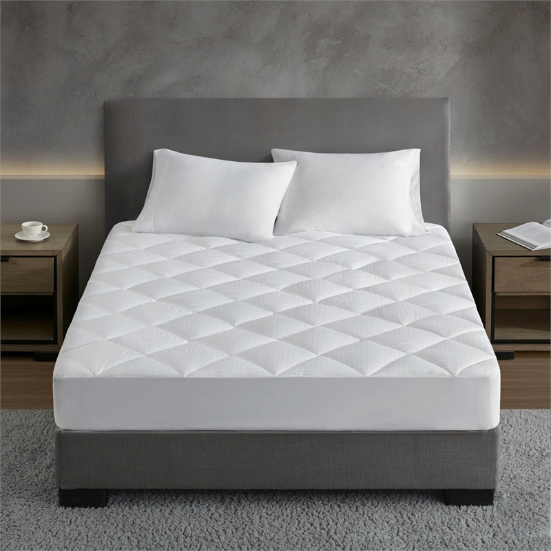 Croscill Signature Dobby Cotton Waterproof Mattress Pad in White King