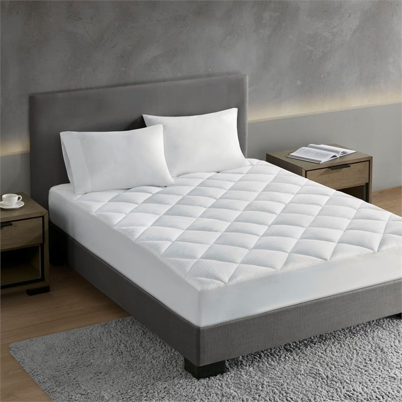 Croscill Signature Dobby Cotton Waterproof Mattress Pad in White King