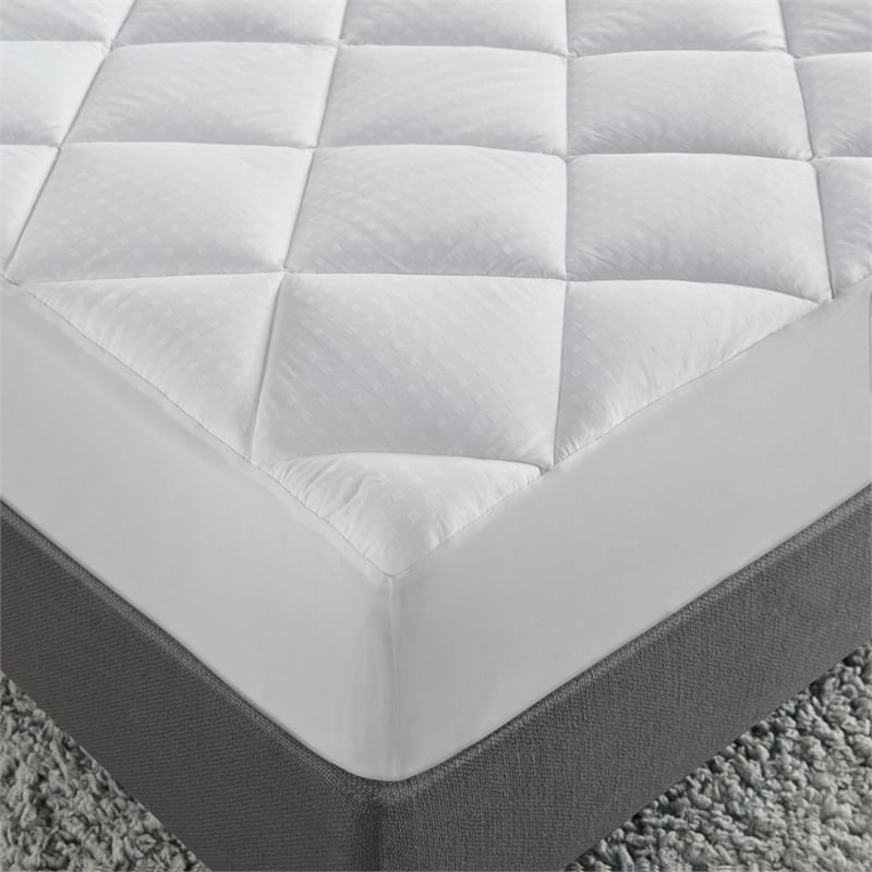 Croscill Signature Dobby Cotton Waterproof Mattress Pad in White King
