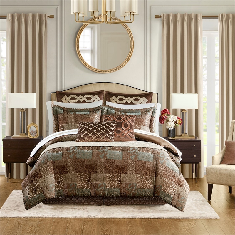Croscill Classics Galleria 4 Piece Brown Comforter Set in Brown King