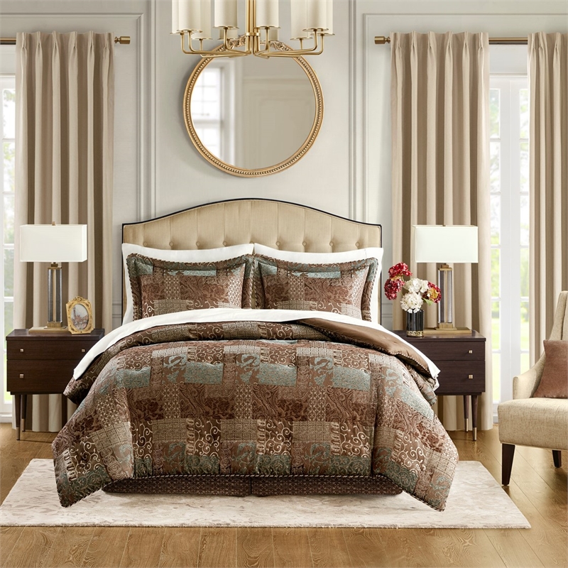 Croscill Classics Galleria 4 Piece Brown Comforter Set in Brown King