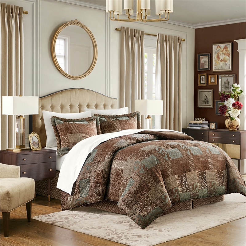 Croscill Classics Galleria 4 Piece Brown Comforter Set in Brown King