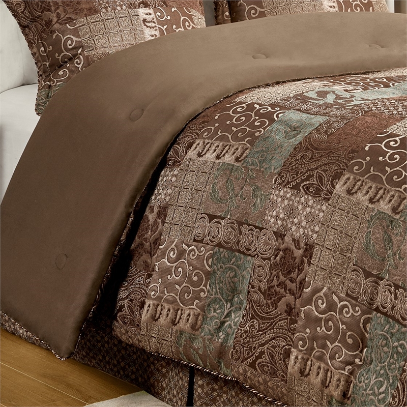Croscill Classics Galleria 4 Piece Brown Comforter Set in Brown Cal King