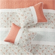 Madison Park 6 Piece Cotton Quilt Set with Throw Pillows in Coral Full/Queen