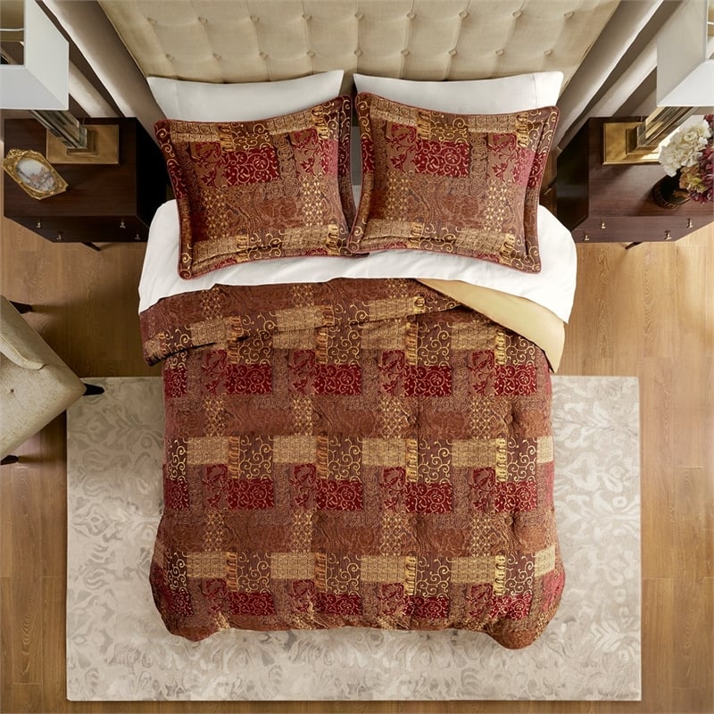 Croscill Classics Galleria 4 Piece Red Comforter Set in Red King