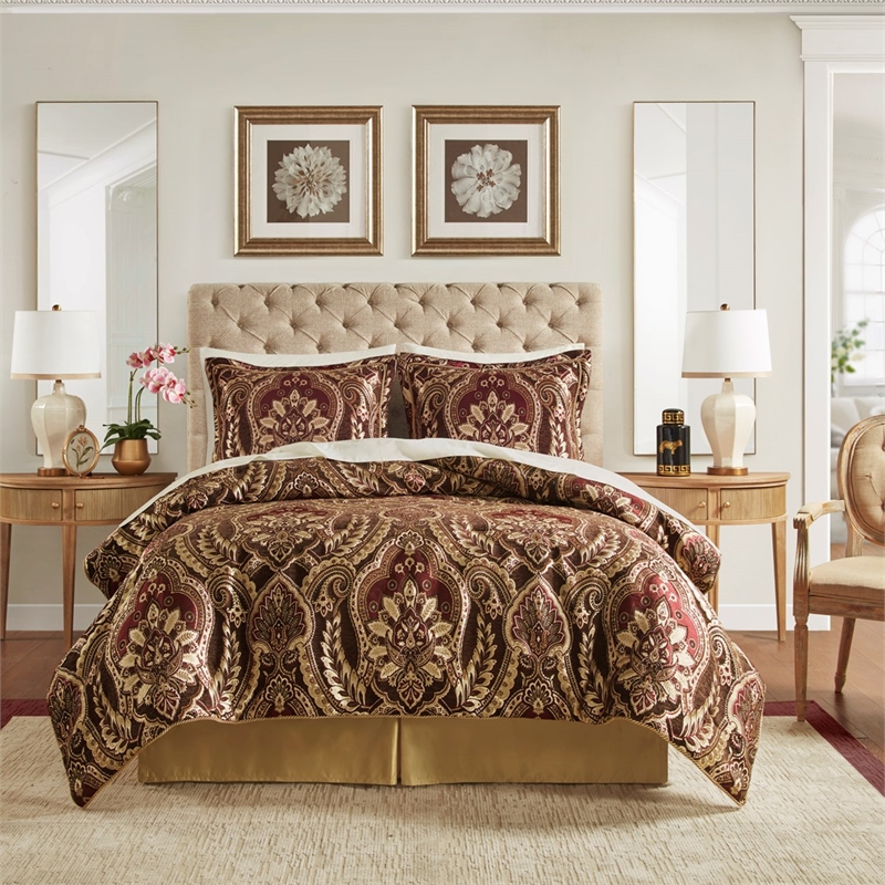 Croscill Classics Julius 4 Piece Comforter Set in Burgundy Queen