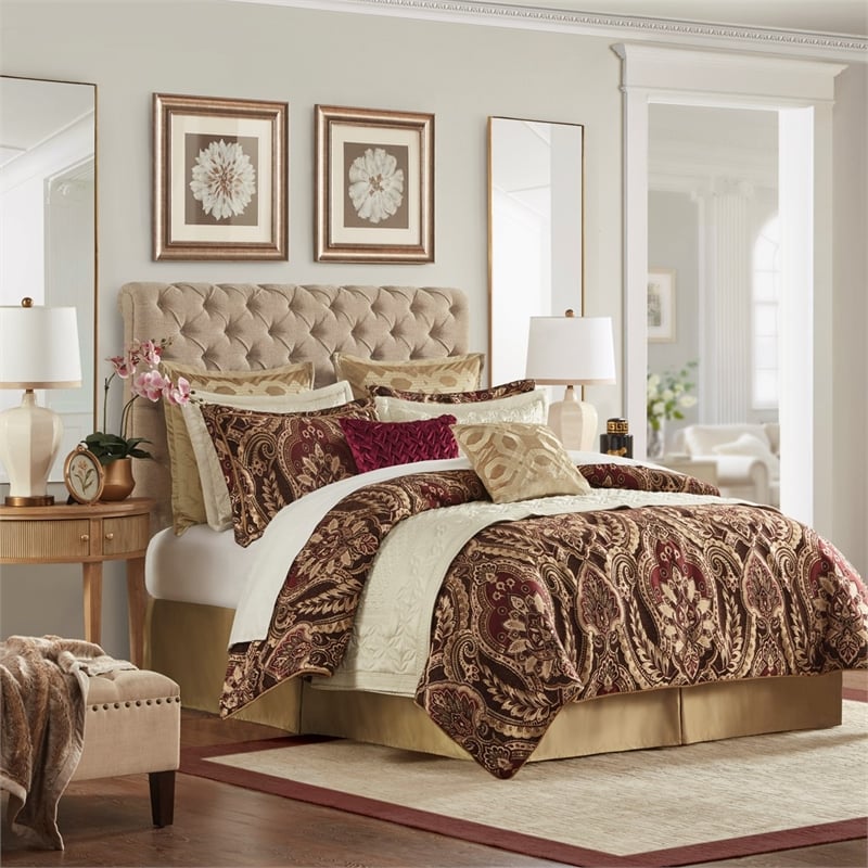 Croscill Classics Julius 4 Piece Comforter Set in Burgundy Cal King Cymax Business