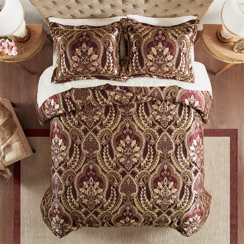 King 2024 Croscill Comforter Burgundy Gold set