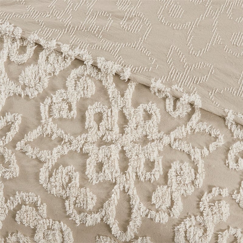 Madison Park 3 piece Tufted Cotton  bedspread  set in Taupe King/Cal King