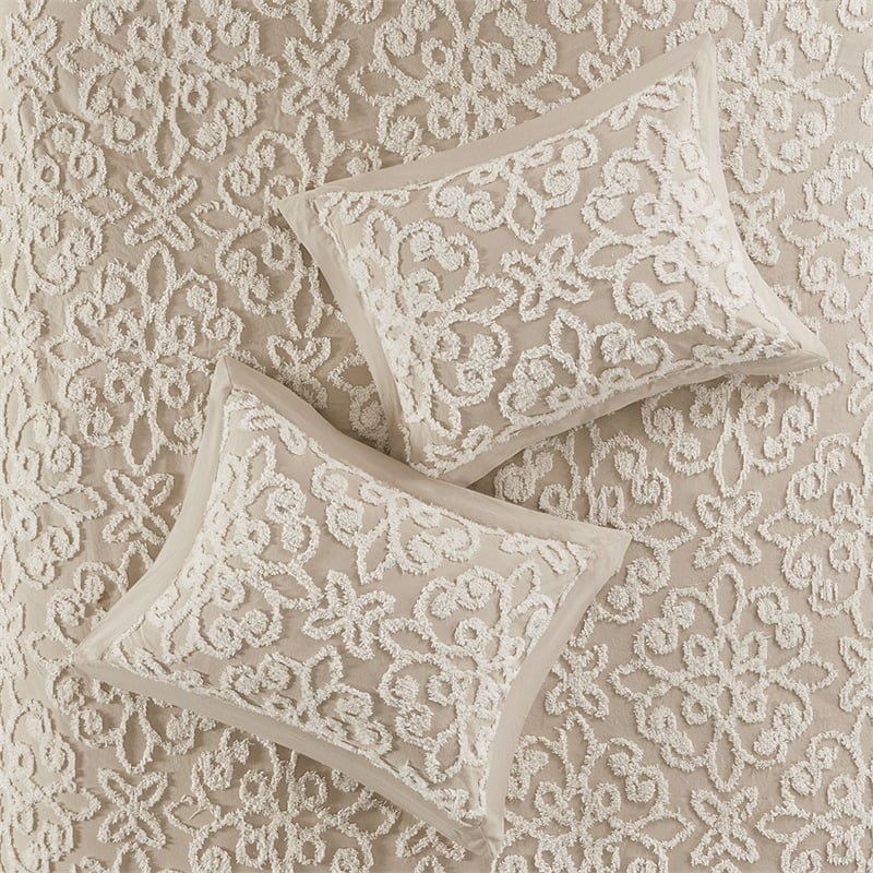 Madison Park 3 piece Tufted Cotton  bedspread  set in Taupe King/Cal King