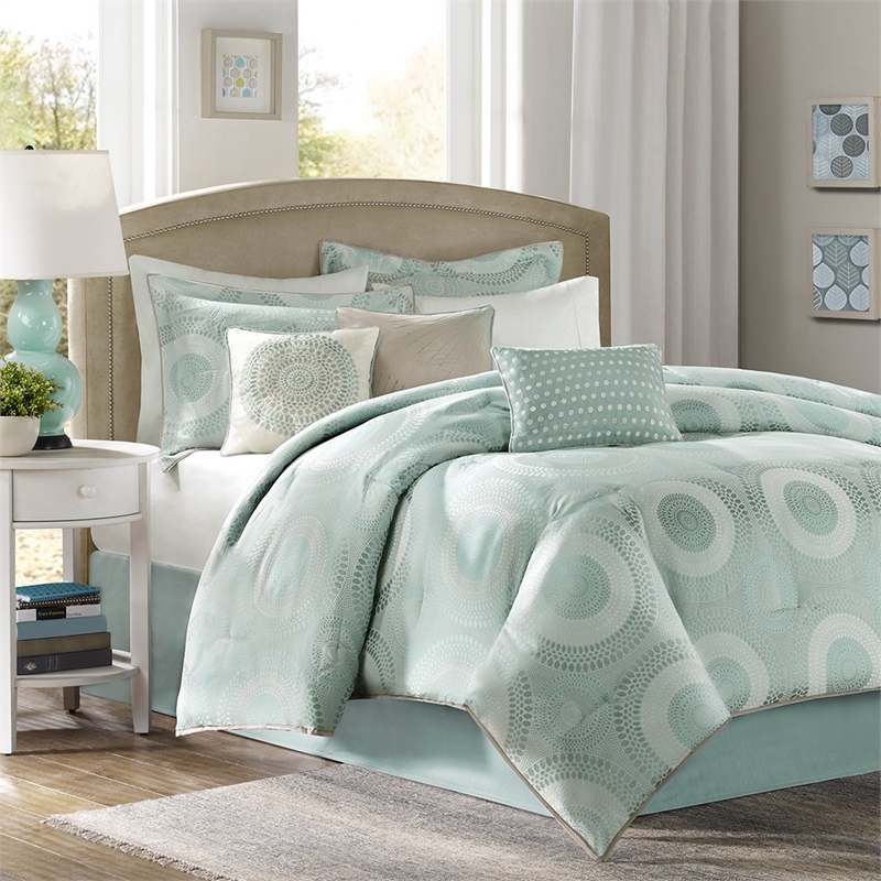 Madison Park Baxter 7 Piece Comforter Set in Mint King