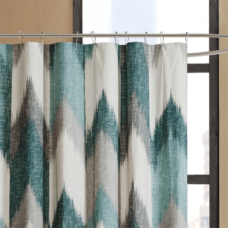INK+IVY Alpine Cotton Printed Shower Curtain in Aqua 72x72