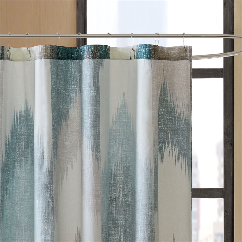 INK+IVY Alpine Cotton Printed Shower Curtain in Aqua 72x72