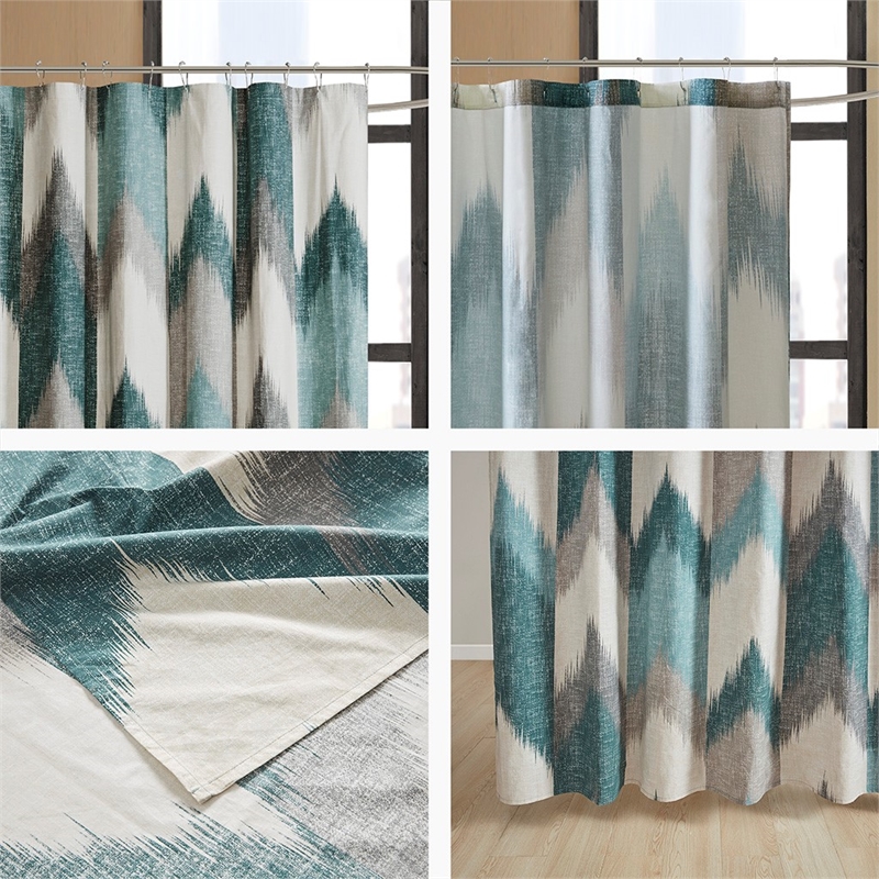 INK+IVY Alpine Cotton Printed Shower Curtain in Aqua 72x72