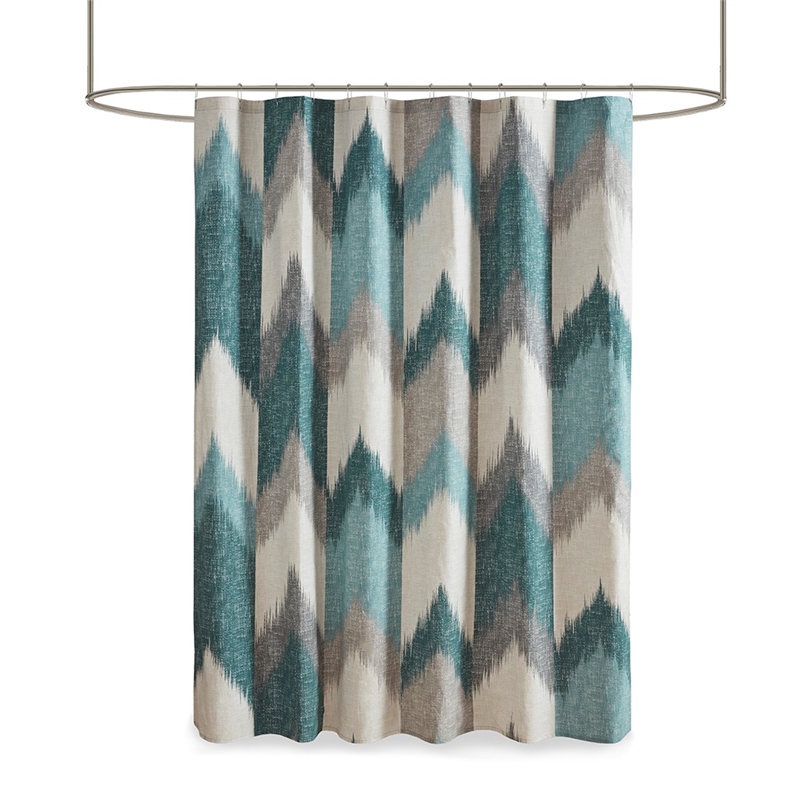 INK+IVY Alpine Cotton Printed Shower Curtain in Aqua 72x72