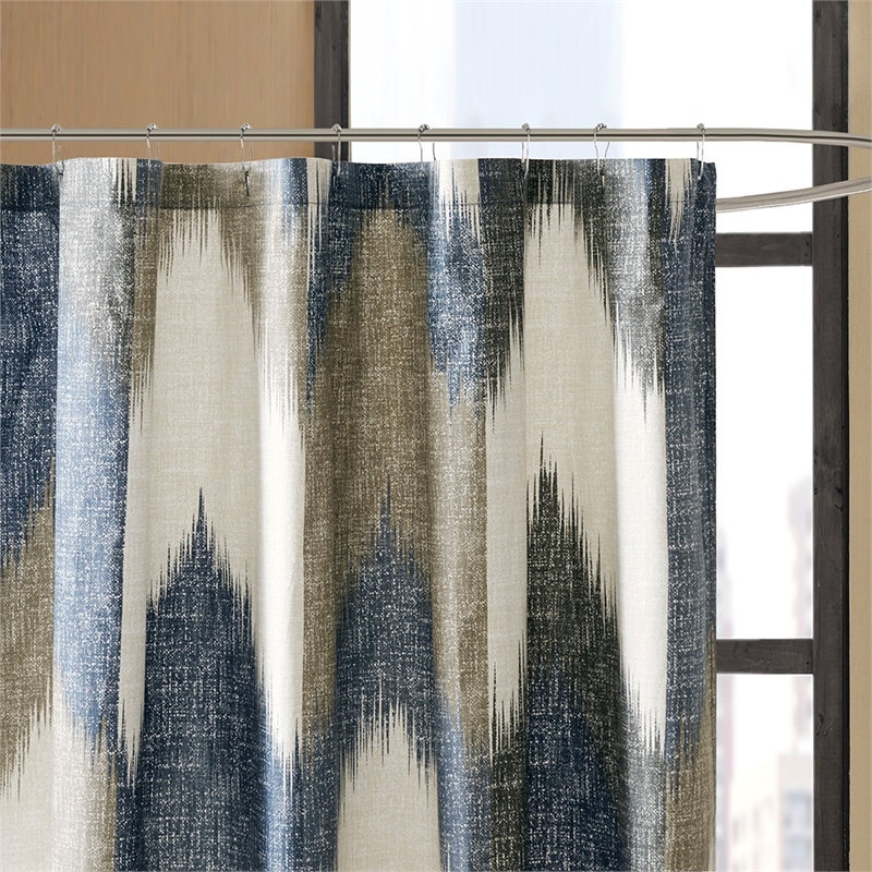 INK+IVY Alpine Cotton Printed Shower Curtain in Navy 72x72