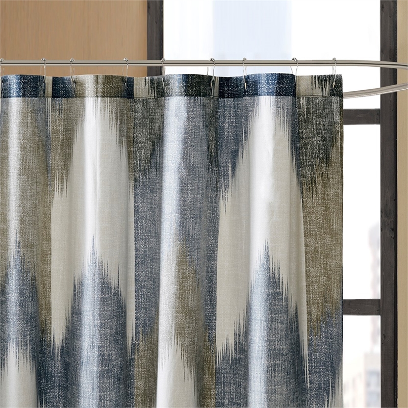 INK+IVY Alpine Cotton Printed Shower Curtain in Navy 72x72