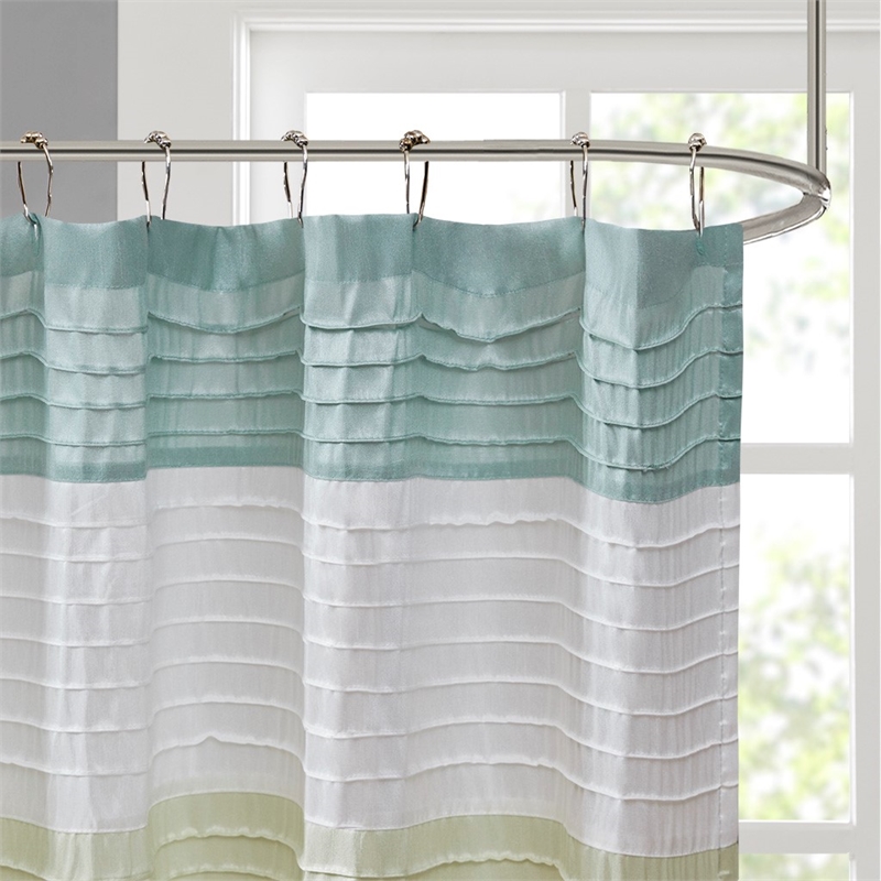 Madison Park Amherst Faux Silk Shower Curtain in Green 72x72
